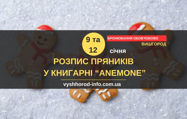 9 та 12 січня 2025 року Розпис пряників у книгарні "Anemone" у Вишгороді